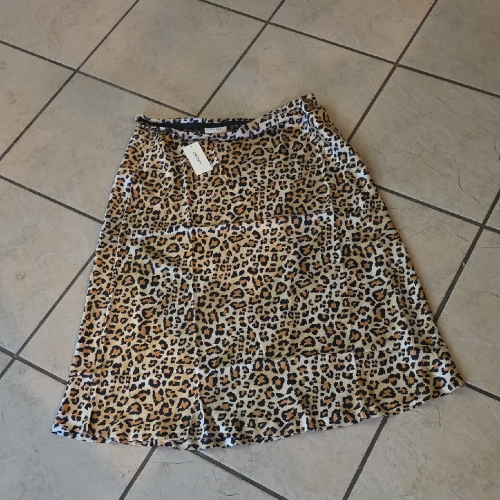 Leopard Print A-Line Skirt in Brown